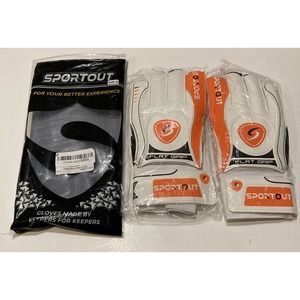 Sportout Goalkeeper Goalie Gloves Size-10 White Orange Soccer Football